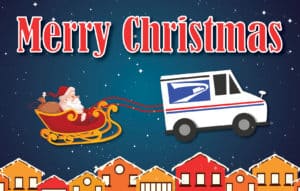 #MC24 - Truck Pulling Santa “Merry Christmas” Postcard